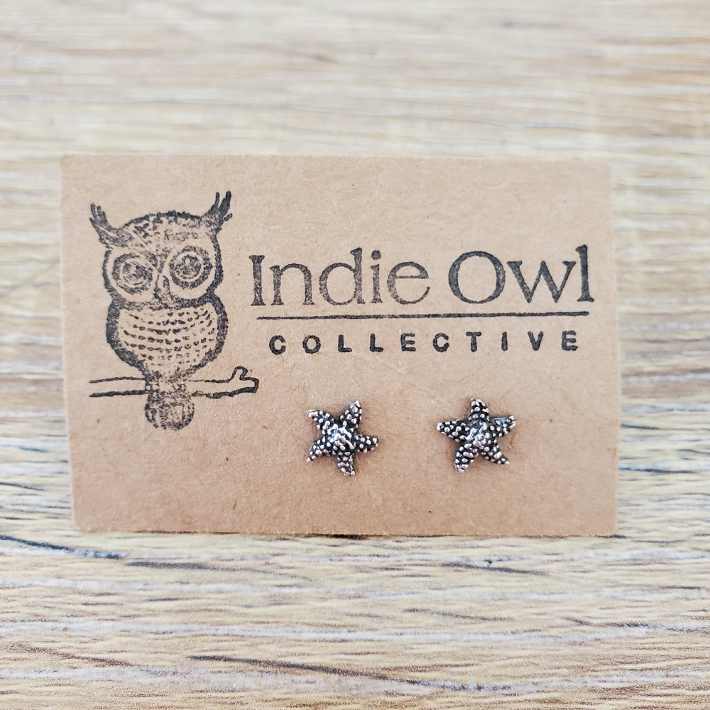 Sterling Silver starfish Earrings, starfish Stud earrings